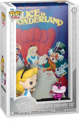 A Funko Pop! Movie Poster collectible box featuring Alice and the Cheshire Cat from Disney's Alice in Wonderland.