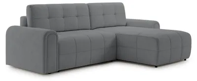 Image de Selsey Simolla – Canapé d'angle avec fonction couchage et coffre de rangement, à droite, chenille, gris