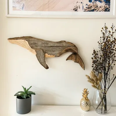 Produktbild von Tierverzier praktische realistische Holz Marine Element Wal -Wanddekoration für Zuhause