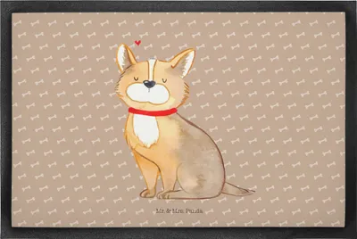 Produktbild von Mr. & Mrs. Panda Schmutzfangmatte Hund Glück 60 x 90 cm - Hundeglück - Geschenk, fußmatte, Fußabstreifer, Türmatte, Spruch, Liebe, Fussmatte, Schmutzmatte, Sprüche, Herz