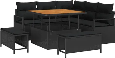Immagine prodotto di vidaXL Set di divani da giardino con cuscini con contenitore 8 pezzi Nero