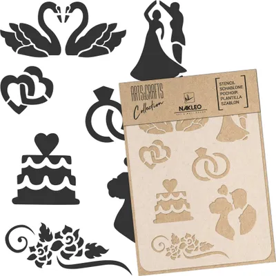 Produktbild von Malschablone für Handwerk A5 15x21cm, Hochzeit Einladung Liebe Muster, Wiederverwendbare Kunststoff DIY & Scrapbooking Zeichenschablone