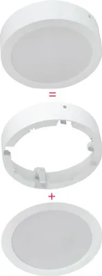 Immagine prodotto di Downlight da incasso/a vista da 145 mm, lampada da soffitto da 12 Watt, 1150 lm (4000 K, bianco neutro) con cornice rotonda a vista