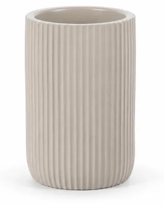 Produktbild von SAMOS Zahnputzbecher Taupe Polyresin gerippt 11,7 cm