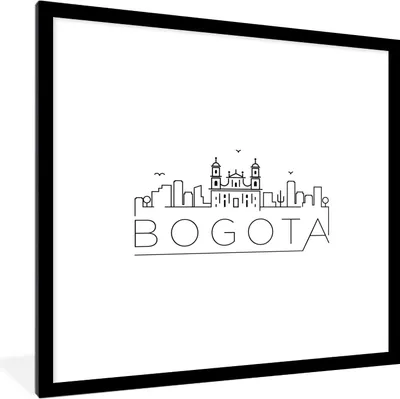 Produktbild von MuchoWow® MuchoWow® Gerahmtes Poster Skyline "Bogota" schwarz auf weiß 40x40 cm - Poster mit zchwarzem Bilderrahmen - Poster - Plakat im Rahmen