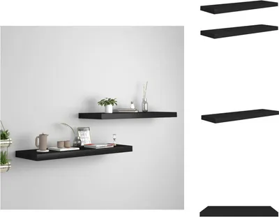 Image de vidaXL Étagères flottantes 2 pcs. noir 80x23,5x3,8 cm MDF - Étagères murales