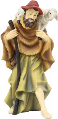 Produktbild von FADEDA Hirte mit Stab   / Höhe:15 cm / handbemalt / detailgetreue Krippen Figuren - Weihnachten Tisch Dekoration Krippe Zubehör