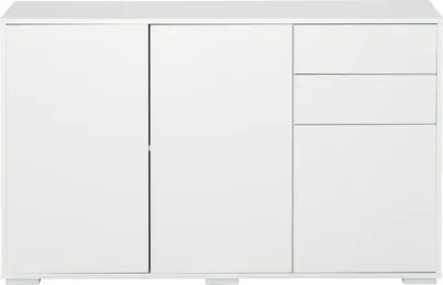 Produktbild von Sideboard Weiß Kommode Mit 2 Schubladen & 3 Türen, Mehrzweckschrank, Aktenschrank, 117X36X74Cm