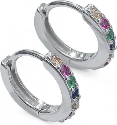 Produktbild von Regenbogen Creolen 925 Sterling Silber mit Zirkonia
