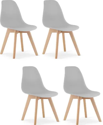 Obrázek produktu pro ATRI šedá židle s dřevěnými nohami ergonomická 4 kusy 46x80x55 cm do obývacího pokoje, kanceláře, nosnost do 110 kg