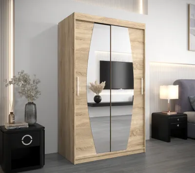 Produktbild von Kleiderschrank mit Spiegeln DARINA – Breite 120 cm, Sonoma-Eiche