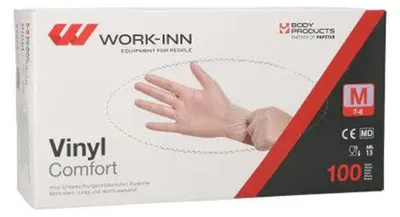 Produktbild von "WORK-INN/PS" Handschuhe, Vinyl puderfrei "Comfort" transparent Größe: M