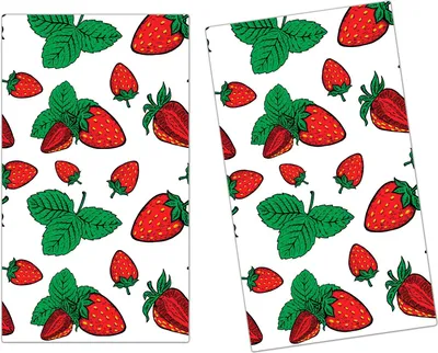 Produktbild von Spritzschutz Herdabdeckplatte Schneidebrett aus Glas Erdbeeren und Blätter 2-Teilig (60x52cm)