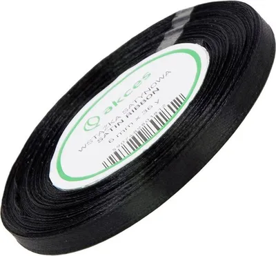 Zdjęcie produktu dla Wstążka satynowa czarna 6mm - 32mb