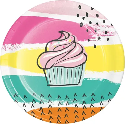 Produktbild von Cupcake - Party-Teller, Feier 8er-Pack - Papier SG33887 (Einheitsgröße) (Bunt)
