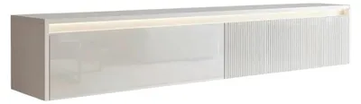 Produktbild von Hängendes TV-Lowboard 170 cm LUMI IV Weiß Hochglanz, Fernsehschrank mit LED-Beleuchtung & Push-to-Open