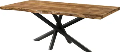 Image de MASSIVMOEBEL24 | Table à Manger en bois de Sheesham 220x100x76 naturel sablé / pieds Mikado anthracite matte FREEFORM 5