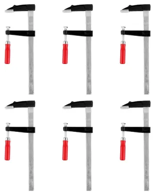 Schraubzwingen-Set 6-tlg, F-Klemmen, 300 mm Spannweite, 80 mm Tiefe