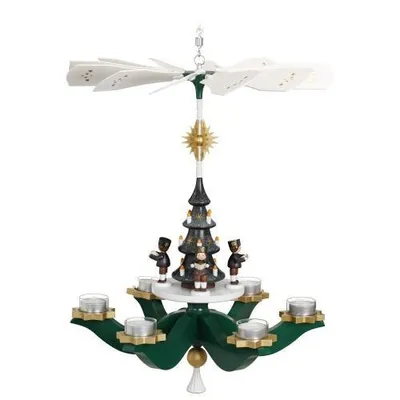 Produktbild von Hängepyramide Bergmänner bunt mit Teelichter HxLxB 37x37x42cm NEU