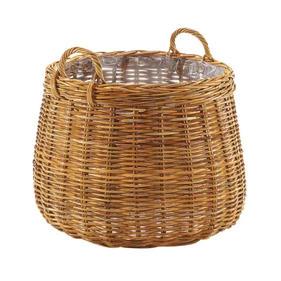 Zdjęcie produktu dla Kobolo rattan sadzarka kosz sadzarka - rattan lacak - okrągły - z folią - rozmiar L - Kobolo rattan sadzarka kosz sadzarka sadzarka