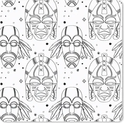 Produktbild von MuchoWow® Mauspad Mousepad Inka - Masken - Muster - Schwarz und weiß 20x20 cm - Mousepads - Maus Mat - Pad - Mausunterlage - Desk Mat - Bureauartikeln