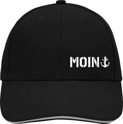 Produktbild von Huuraa Cappy Mütze Moin Anker Black/Light Grey Baumwolle 6-Panel Kappe Geschenkidee