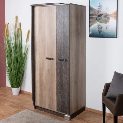 Produktbild von Schmaler 80 cm breiter Kleiderschrank mit 2 Türen | Farbe: Braun