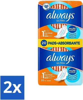 Produktbild von Always Ultra - Damenbinden - Mit Flügeln - Doppelpackung - 20 Damenbinden - Vorteilspack - 2 Stücke