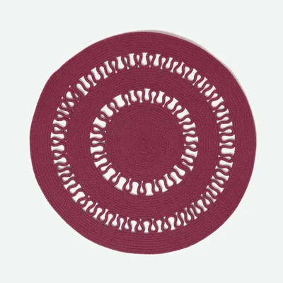 Zdjęcie produktu dla HOMESCAPES Okrągły dywanik tkany na szydełku, fioletowy/śliwkowy, 90 cm