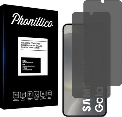 Zdjęcie produktu dla Szkło hartowane antyszpiegowskie do Samsung Galaxy S24 [2 sztuki] Czarna folia ochronna na ekran Prywatność Odporne na zarysowania szkło Phonillico®