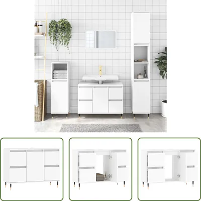 Produktbild von The Living Store Badschrank Weiß 80x33x60 cm Holzwerkstoff