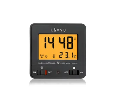 Obrázek produktu pro LAVVU Digitální budík řízený rádiovým signálem NORDLYS černý se světelným senzorem