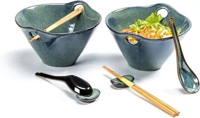 Immagine prodotto di Set da ramen in Vetroceramica con bacchette e cucchiai per 2 persone