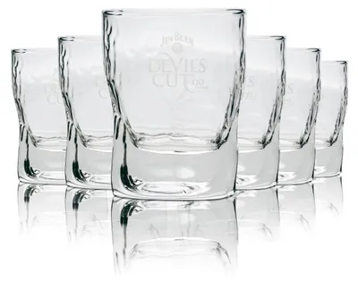 Produktbild von 6x Jim Beam Glas 0,25l Devils Cut Whisky Tumblerglas Longdrinkglas Gläser Set