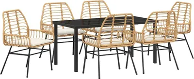Image de vidaXL Ensemble de jardin 7 pcs brun Poly-Rattan