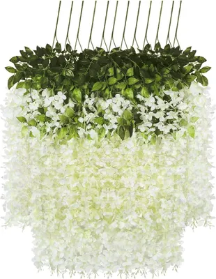 Produktbild von oCreon Kunstblumen Wisteria Girlande Seidenblumen für Hochzeit - Party & Wohnkultur (Weiß)