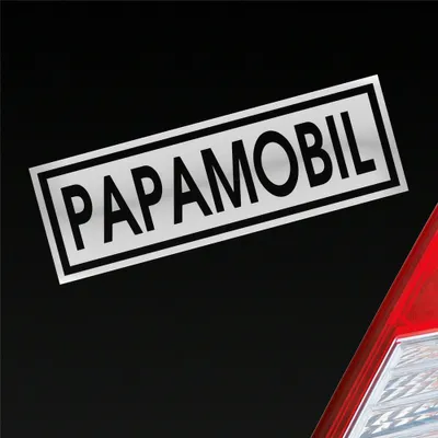 Produktbild von Auto Aufkleber Papamobil Mama Papa Oma Opa Enkel Familie Liebe 15x5 cm Silber Sticker Heckscheibenaufkleber