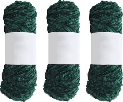 Image de 3 pcs 100% fil polyester pour tricoter des ouvrages de crochet, 100 g par pelote, Emeraude