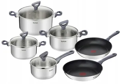 Obrázek produktu pro Sada hrnců a pánví Tefal Daily Cook, 10 kusů, nerezová ocel, vhodná pro indukční vařiče