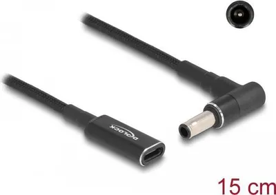 Obrázok produktu pre Delock - Napájací adaptér - 24 pinový USB-C (W) na napájací konektor 5,5 x 3,0 mm (M) pod uhlom - 19,5 V - 3 A - 15 cm - čierny (60042)