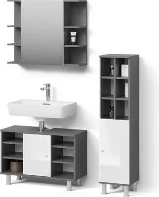 Immagine prodotto di Set mobili bagno Livinity Fucino Antracite 3 parti, con colonna, Model 52604