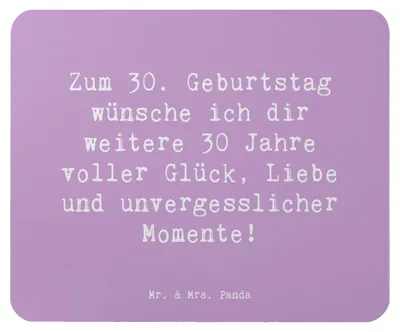 Produktbild von Mr. & Mrs. Panda Mousepad Spruch 30. Geburtstag Glück - Lavendeltraum - Geschenk, Mauspad, Alles gut zum, Alter, besondere Geschenke, mousematte, Freunde, Happy Birthday