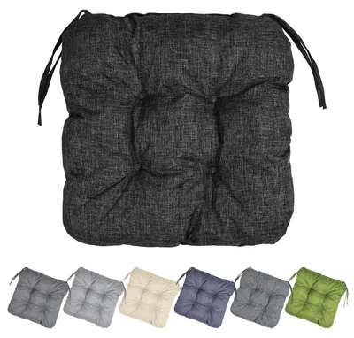 Produktbild von Garronda Stuhlkissen 40x40 cm ca. 4 cm dick Sitzkissen Outdoor für Gartenbank und Hollywoodschaukel Polster Auflage für Sitzbank wasserabweisend UV-beständig mit Bändern GD-0221 Schwarz