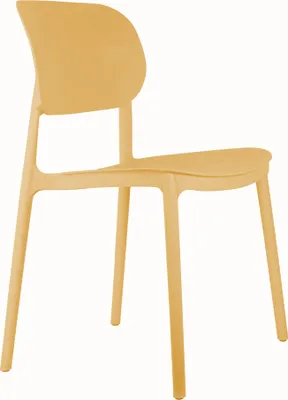 A single yellow chair is shown against a white background.