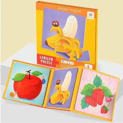 Produktbild von Magnetisches Puzzle - Apfel, Banane & Erdbeere - 3 in 1 Buch - Level 1 - Reisespielzeug ab 3 Jahren
