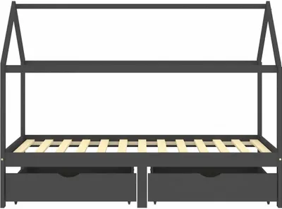 Obrázek produktu pro vidaXL Dětská postýlka se zásuvkami Tmavě šedá masivní borovice 90x200cm
