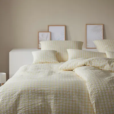 Produktbild von elegante Seersucker-Bettwäsche-Garnitur Lilly Farbe Buttergelb Größe 240x220+2x40x80