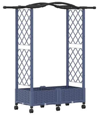 Immagine prodotto di vidaXL Fioriera rialzata con griglia per piante rampicanti e copertura, grigia, 124 x 40 x 129 cm, in PP