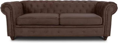Produktbild von Easy4You Chesterfield Braun 3-Sitzer Sofa Sofas für Wohnzimmer Sofagarnituren mit Holzfüße Set Sofas & Couches Capri 45