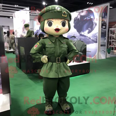 Immagine prodotto di Personaggio mascotte REDBROKOLY del soldato dell esercito vestito con una minigonna e spille